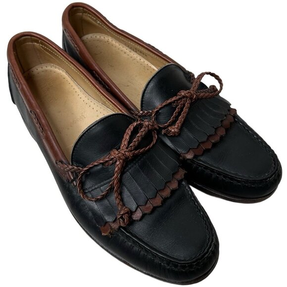 VTG Allen Edmonds Mens Moccasin Loafers Shoes Woodstock Black Brown 9 B - Picture 2 of 9